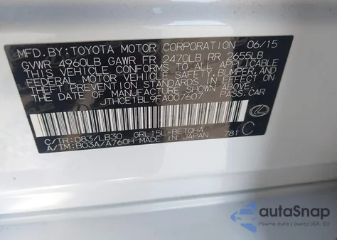 2015 Lexus Gs 350 z USA, uszkodzony, nr VIN JTHCE1BL9FA007607